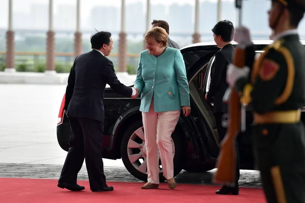 ドイツのアンゲラ メルケル首相が2016年9月4日 中国東部の浙江省杭州市で開催されたG20杭州サミットの開会式に到着 — ストック写真