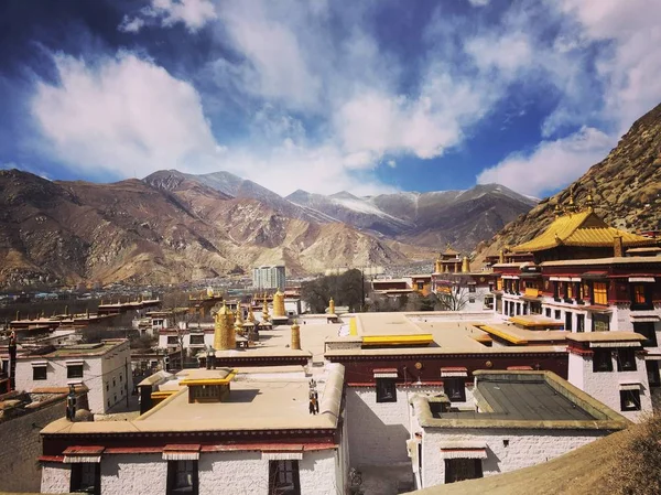 Över Sera Templet Lhasa Sydvästra Kinas Autonoma Region Tibet Februari — Stockfoto