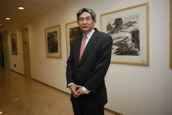 Charles Wang Zhonghe Vezérigazgatója Zhong Értékpapír Képen Egy Interjúban Peking — Stock Fotó