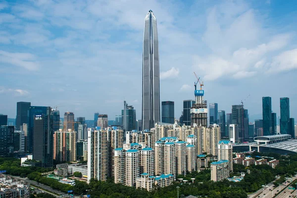 Skyline Van Futian District Met Ping International Finance Centre Hoogste — Stockfoto