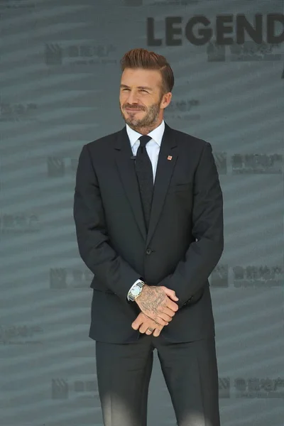 Bintang Sepak Bola Inggris David Beckham Menghadiri Konferensi Pers Untuk — Stok Foto