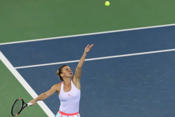 Simona Halep Roumanie Sert Contre Madison Keys Des États Unis — Photo