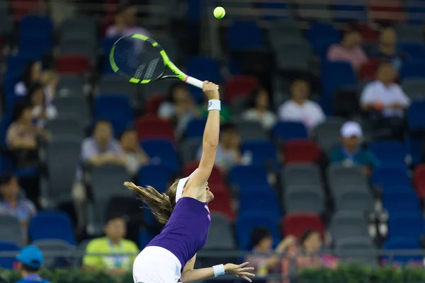 Johanna Konta Egyesült Királyság Szolgál Csang Peng Kína Ellen Második — Stock Fotó