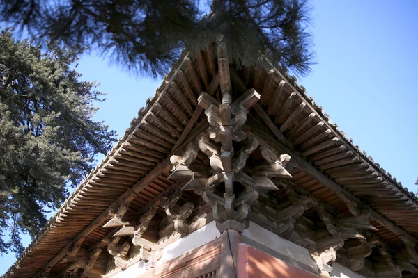 Una Vista Del Tetto Legno Una Sala Tempio Foguang Noto — Foto Stock