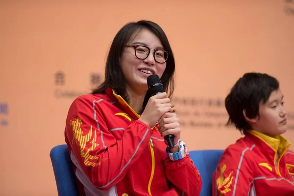 中国スターの Yuanhui を水泳に出席 マカオ 中国における対話 2016 — ストック写真