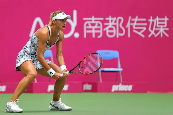 Lesia Tsurenko Ucrânia Prepara Para Serviço Jelena Jankovic Sérvia Partida — Fotografia de Stock