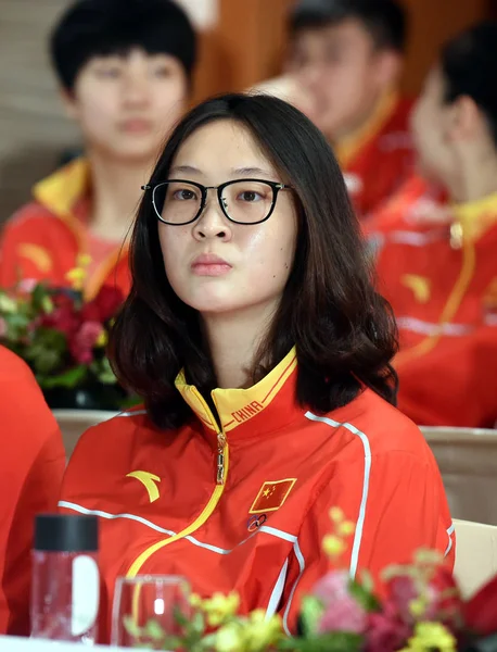 Hui Ruoqi Équipe Nationale Chinoise Volleyball Féminin Assiste Une Conférence — Photo