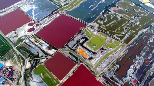 Aerial View Colorful Salt Lake Yuncheng World Famous Inland Salt — Stock Photo, Image