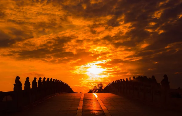 Paisaje Del Puente Los Diecisiete Hoyos Lago Kunming Palacio Verano —  Fotos de Stock