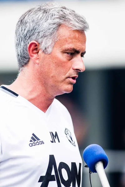 Entraîneur Chef Jose Mourinho Manchester United Est Interviewé Par Des — Photo