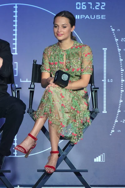 Die Schwedische Schauspielerin Alicia Vikander Nimmt Einer Pressekonferenz Zur China — Stockfoto