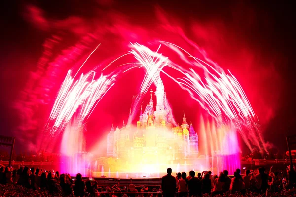 Noci Šanghaji Disneylandu Během Zkušební Operace Šanghaji Disney Resort Šanghaji — Stock fotografie