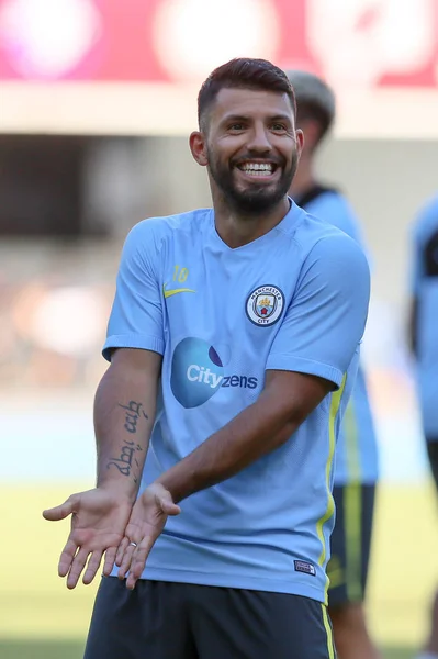 Sergio Aguero Manchester City Partecipa Una Sessione Allenamento Partita Shenzhen — Foto Stock