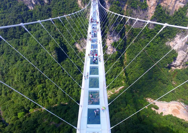 Vista Aérea Del Puente Fondo Vidrio Más Largo Más Alto — Foto de Stock