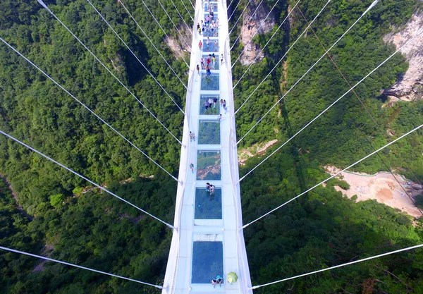 Vue Aérienne Pont Fond Verre Long Élevé Monde Sur Grand — Photo