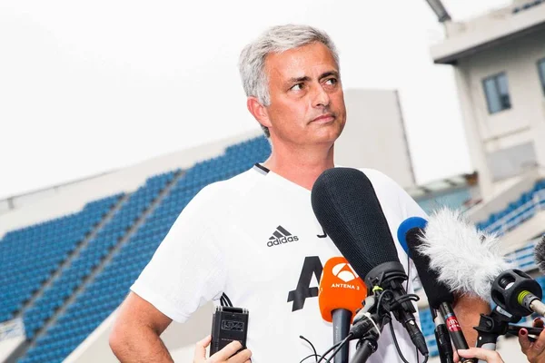 Head Coach Jose Mourinho Manchester United Interviewed Reporters Training Session — Stock Photo, Image