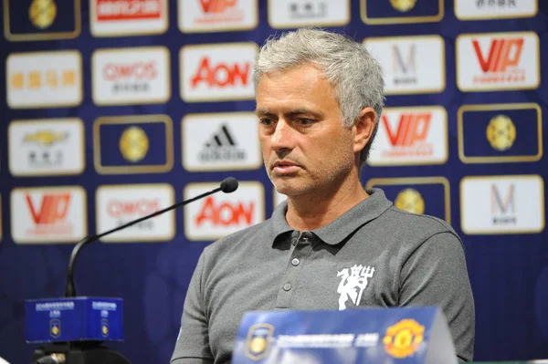 Entrenador José Mourinho Del Manchester United Habla Una Conferencia Prensa — Foto de Stock