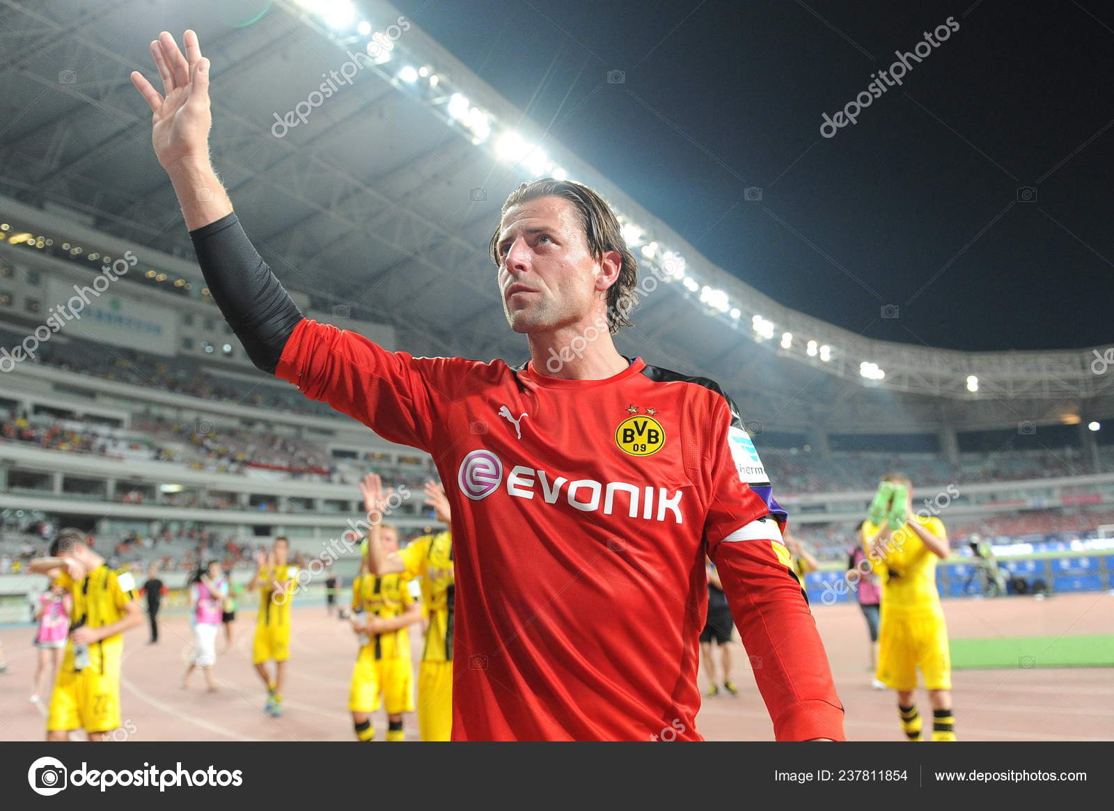 Goalkeeper Roman Weidenfeller Front Teammates Borussia Dortmund Greet Fans Defeating Stock Editorial Photo C Chinaimages 237811854