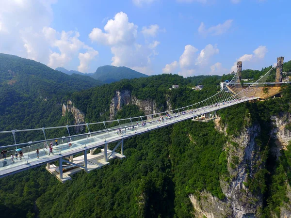 Vista Aérea Del Puente Fondo Vidrio Más Largo Más Alto —  Fotos de Stock