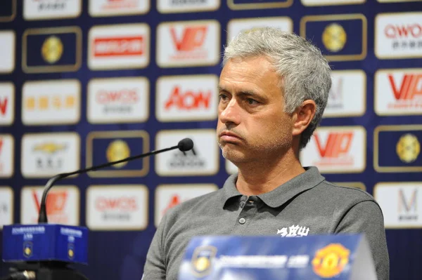 Entrenador José Mourinho Del Manchester United Reacciona Una Conferencia Prensa —  Fotos de Stock