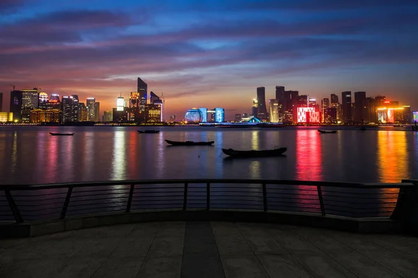Éjszakai Kilátás Felhőkarcolók Sokemeletes Épület Qianjiang New Town Hangzhou City — Stock Fotó