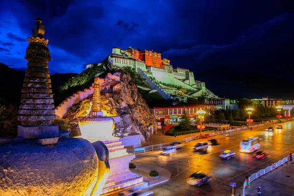 Night View Potala Palace Lhasa Southwest China Tibet Autonomous Region — Stock Photo, Image