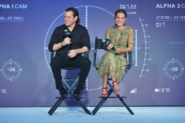 Amerikaans Acteur Matt Damon Links Zweedse Actrice Alicia Vikander Wonen — Stockfoto