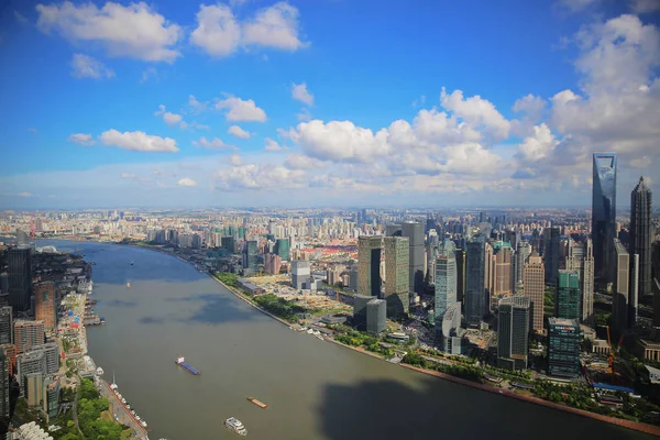Skyline Puxi Río Huangpu Distrito Financiero Lujiazui Con Edificios Gran — Foto de Stock