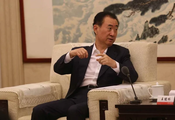 Wang Jianlin Prezes Wanda Group Bierze Udział Ceremonii Podpisania Projektu — Zdjęcie stockowe