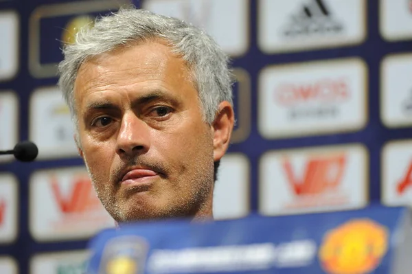 Allenatore Jose Mourinho Del Manchester United Reagisce Una Conferenza Stampa — Foto Stock