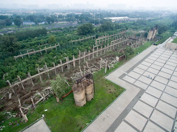 Flyg Foto Ruinerna Fabrik Förstördes 1976 Great Tangshan Jord Bävning — Stockfoto