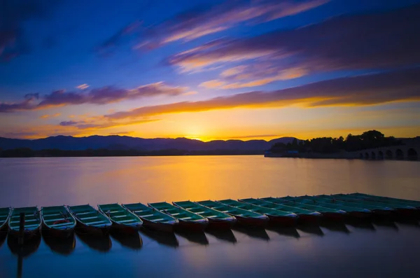 Landscape of the Kunming Lake in the Summer Palace, also known as Yiheyuan, at sunset in Beijing, China, 6 June 2015