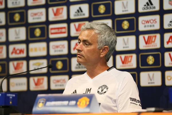 Treinador José Mourinho Manchester United Participa Uma Conferência Imprensa Para — Fotografia de Stock