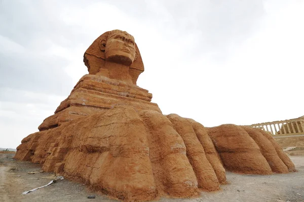 Replica Great Sphinx Giza Pictured Lanzhou Silk Road Cultural Relics — Stock Photo, Image