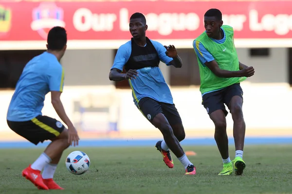 Voetballers Van Manchester City Deelnemen Aan Een Training Voor Shenzhen — Stockfoto