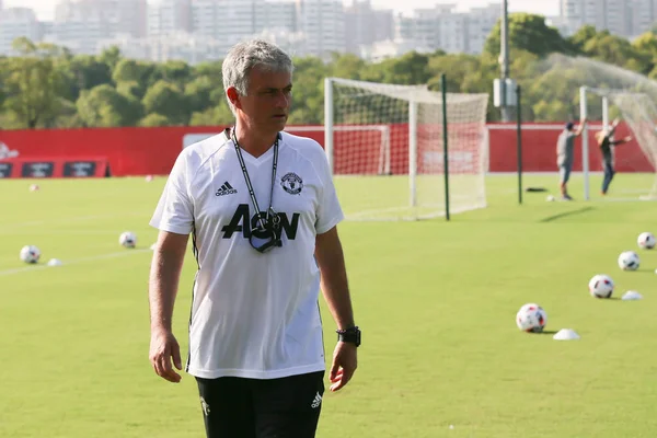 Trener Jose Mourinho Manchester United Jest Zdjęciu Podczas Sesji Treningowej — Zdjęcie stockowe
