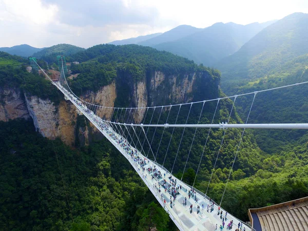 Vista Aérea Ponte Fundo Vidro Mais Longa Mais Alta Mundo — Fotografia de Stock