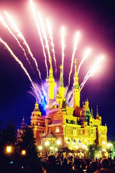 Noci Šanghaji Disneylandu Během Zkušební Operace Šanghaji Disney Resort Šanghaji — Stock fotografie