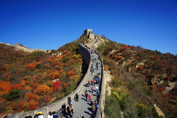 Tourists Visit Badaling Great Wall Beijing China October 2014 — Stock Photo, Image