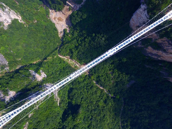 Вид Найдовших Світі Найвищий Скла Дном Міст Над Гранд Каньйон — стокове фото