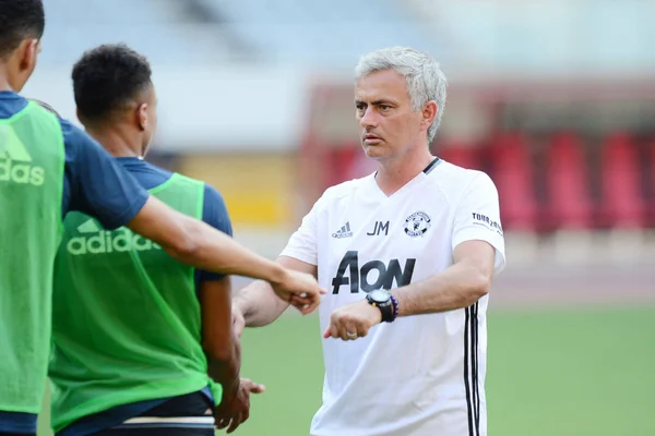 Entraîneur Chef Jose Mourinho Droite Manchester United Donne Des Instructions — Photo