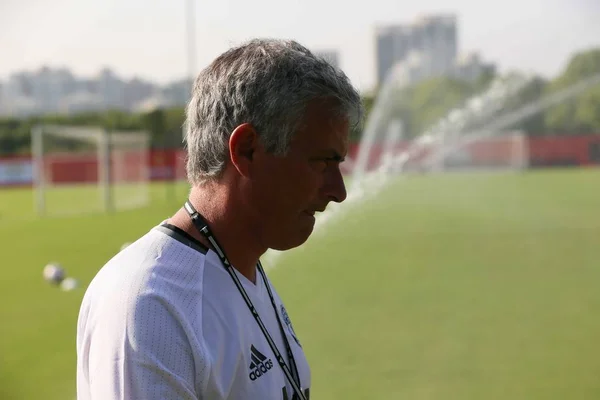Treinador José Mourinho Manchester United Retratado Durante Uma Sessão Treinamento — Fotografia de Stock
