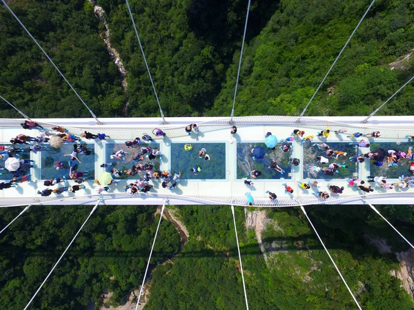 Vista Aérea Ponte Fundo Vidro Mais Longa Mais Alta Mundo — Fotografia de Stock