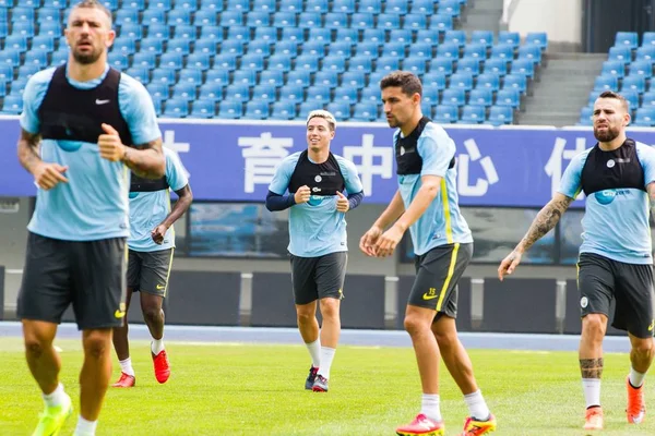 Footballers Manchester City Practise Training Session Beijing Match 2016 International — Stock Photo, Image