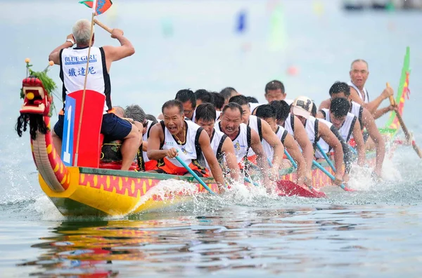 Katılımcılar Aynı Zamanda Duanwu Festivali Olarak Bilinen Dragon Boat Festivali — Stok fotoğraf