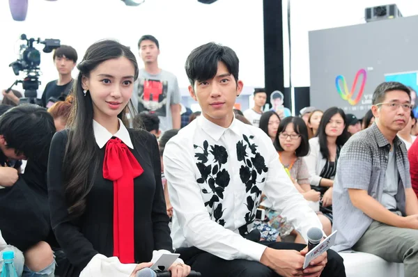 Hong Kong Model Actrice Angelababy Links Chinese Acteur Jing Boran — Stockfoto