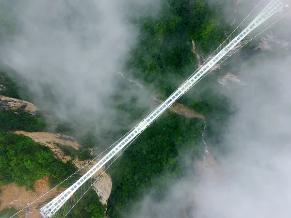 Вид Повітря Найдовшій Найвищій Скляній Мосту Світі Під Час Перевірки — стокове фото