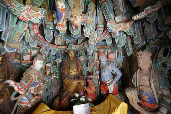 Buddha Szobrok Képen Lógó Templomban Más Néven Lógó Kolostor Vagy — Stock Fotó