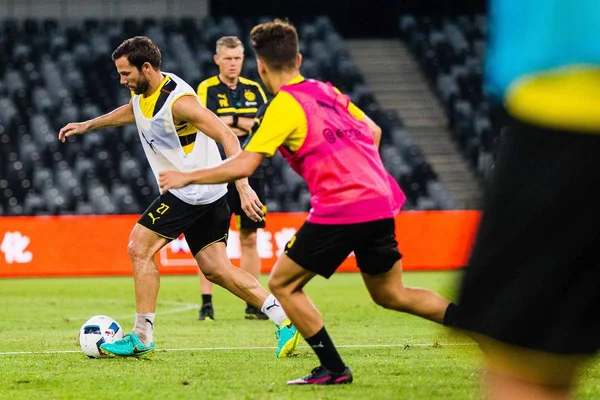 Futebolistas Borussia Dortmund Participam Uma Sessão Treinamento Para Partida Shenzhen — Fotografia de Stock