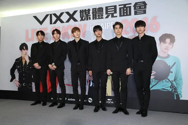 Członkowie Grupy Południowokoreańskiego Vixx Uczestniczyć Konferencji Prasowej Ich Koncert Taipei — Zdjęcie stockowe